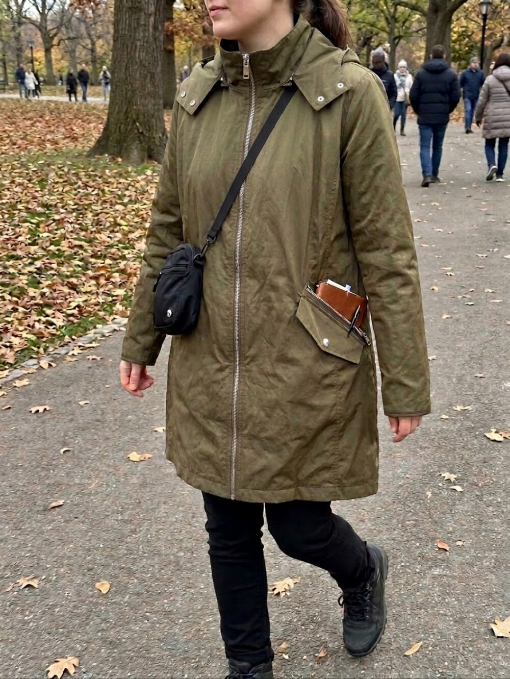 ​Karl Lagerfeld Paris Olive Green Hooded Anorak Parka Jacket - Size Medium